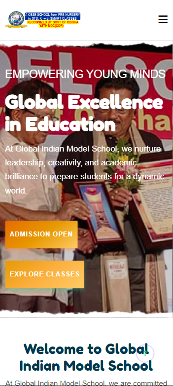 Global Indian Model School Website - Educational Web App by Techzex Software